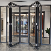 Double Tempered Glass Black Aluminum Bifold Doors